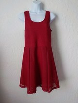 Just Fab Red Mesh Dress Fit Flare Sleeveless Lined Zip Up Women size Medium - £11.87 GBP