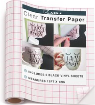 Kassa Vinyl Transfer Tape Roll (12” x 12 Feet) - 5 Black Vinyl Sheets - $320.95 MXN