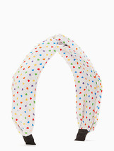 Kate Spade Rainbow Hearts Silk Headband White Knotted Hair Band Accessory - £35.22 GBP