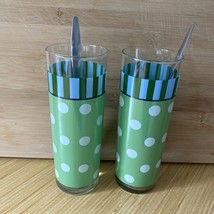 Vintage 70’s Tall Ice Tea Glasses with Spoons. Set of 2. Gail Pitman - £10.25 GBP