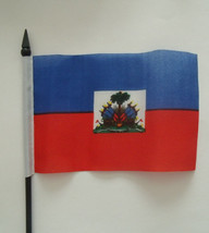 Haiti Desk Flag 4&quot;x 6&quot; inches Order With or Without Stand - £4.94 GBP+