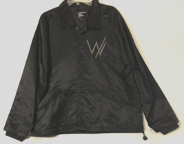 $35 Sleeping With Sirens Feel Black Nylon Buttons Stitched Rock Band Jacket XL - £30.67 GBP