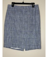 J Crew Size 8 Blue Patterned Cotton Blend No 2 Pencil Skirt Lined Spring... - $27.35 CAD