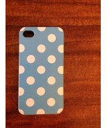 Blue and White Apple iPhone 4 / 4s Polka Dot Rubber Case/ Skin / Sleeve/... - £5.43 GBP