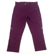 Xersion Womens Fitted Leggings M Purple Mid Rise Stretch Reflective Trim - $13.99