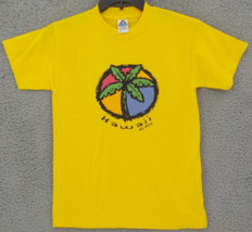 WISCONSIN DELLS T-SHIRT YOUTH SZ L (14/16) YELLOW HAWAII BRIGHT PALM TRE... - £7.55 GBP