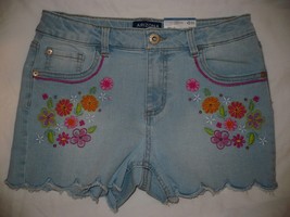 Arizona Girls Jean Shorts Size 14 Regular Scallop Embroidery Adjustable ... - £15.38 GBP