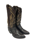 Justin Cowboy Boots Mens 9.5 Brown Leather Iguana Lizard Western 8306 US... - $230.17 CAD