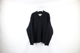 Vintage 90s Eddie Bauer Mens XL Blank Heavyweight Ribbed Wool Knit Sweater Black - £54.40 GBP