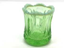 Victorian Toothpick Iris with Meander Green Opalescent Glass Jefferson Gl. 1904 - £40.22 GBP