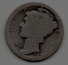 1919 P Mercury Dime - Silver - Heavy wear to reverse - $15.00
