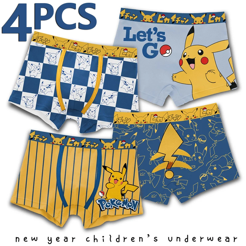 4 PCS Pokemon Children Cotton Underwear Cute Printing Panties Anime Figu... - £23.28 GBP