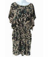 Women&#39;s Dress Rachel Roy Short Sleeve Printed Dress Sz M Black/tan/green - $455.40 MXN