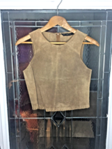 Zara Basic Sleeveless Vest Top Women&#39;s Sz XS Brown Suede Leather Western Boho - £39.52 GBP