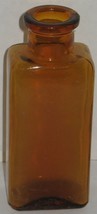 Vtg Rectangular Amber Brown Glass Bottle Apothecary Prop Vase Barn Dig Dump Find - £7.12 GBP