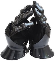 Medieval Knight Gauntlets Gothic Gauntlet Gloves Heavy 16 Gauge (Black Finish) - £107.74 GBP