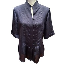 Coldwater Creek Blue Textured Tuck Front Shirt Misses Med 10-12 NWT MSRP $49.95 - £13.60 GBP