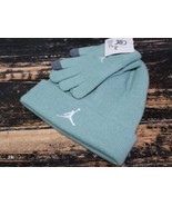 Jordan 2-Piece Beanie Hat/Gloves Taupe Green Jumpman Winter Gear Kid Boy... - £26.13 GBP