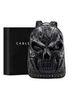 3D Skull Gothic Studded Leather Backpack  Black Punk Fashion Unisex Sch... - $9,223.84 MXN
