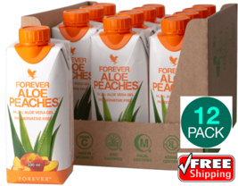 Forever Aloe Peach Nectar Juice Gel Kosher Halal Mini TO GO SIZE 12 Pack - $82.53