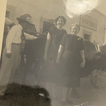 Found Black And White Photo 2 Woman By Cow Cart Coca Cola Sign - $9.00