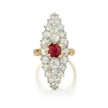 4.00ct Antique Edward Farrell Natural Unheated Ruby &amp; Old Mine Cut Diamo... - £5,306.09 GBP