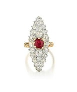 4.00ct Antique Edward Farrell Natural Unheated Ruby & Old Mine Cut Diamonds Ring - $6,662.00
