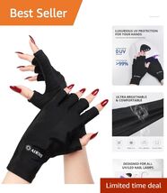 Black Fingerless UV Protective Gloves for Gel Manicures - Women's Ergono... - $13.81