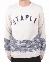 Staple Mens Cream Skylight Knitt 100% Cotton Crewneck Sweater NWT - £66.24 GBP