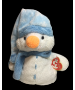 Ty Pluffies Windchill Snowman Beanbag White Blue Plush Stuffed Tylux Toy... - $34.23 CAD