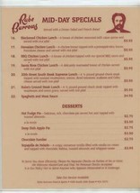 Rube Burrows Food &amp; Spirits Menu Birmingham Alabama 1990&#39;s  - £14.01 GBP