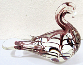 Vintage Murano Style Purple and Clear Art Glass Duck Sculpture circa 1970s - £76.55 GBP
