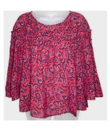 NWT GAP women&#39;s lightweight red &amp; blue floral flowy 3/4 sleeve blouse si... - $25.00