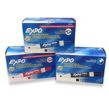 3 Packs of 12 Chisel Tip Red Black and Blue Expo Dry Erase Markers BRAND... - $24.99