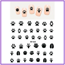 Nail art water transfer stickers decal paw prints of different animals RP025 - £2.44 GBP