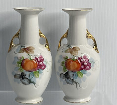 Set Of 2 Vintage Ucagco Occupied JaPan Hand-Painted 6.25&quot; Floral Bud Vase - £14.99 GBP