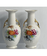 Set Of 2 Vintage Ucagco Occupied JaPan Hand-Painted 6.25&quot; Floral Bud Vase - £14.76 GBP