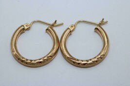 14K Yellow Gold Matte/Polished Hoop Earrings 20mm 1.8 Grams - $3,220.59 MXN