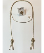 Flapper Gold Tone 52” Tassel Necklace &amp; Adjustable Ring Set CosmoStyle NWT - $21.99