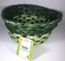 9” Wicker Green Woven Floral Flower Basket-Brand New-SHIPS Same Business Day - £19.64 GBP