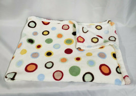 TIDDLIWINKS Baby Blanket HTF Polka Dot Circle Beige Lovey Fleece Green B... - $47.02