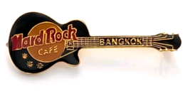 Hard Rock Cafe Bangkok Guitar Pin Black Gold Electric Rock Music Theme T... - $12.99