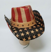 Patriotic Cowboy Hat Goldcoast Blue Red Tan Sunwear Western Style Unisex NWT - £23.70 GBP