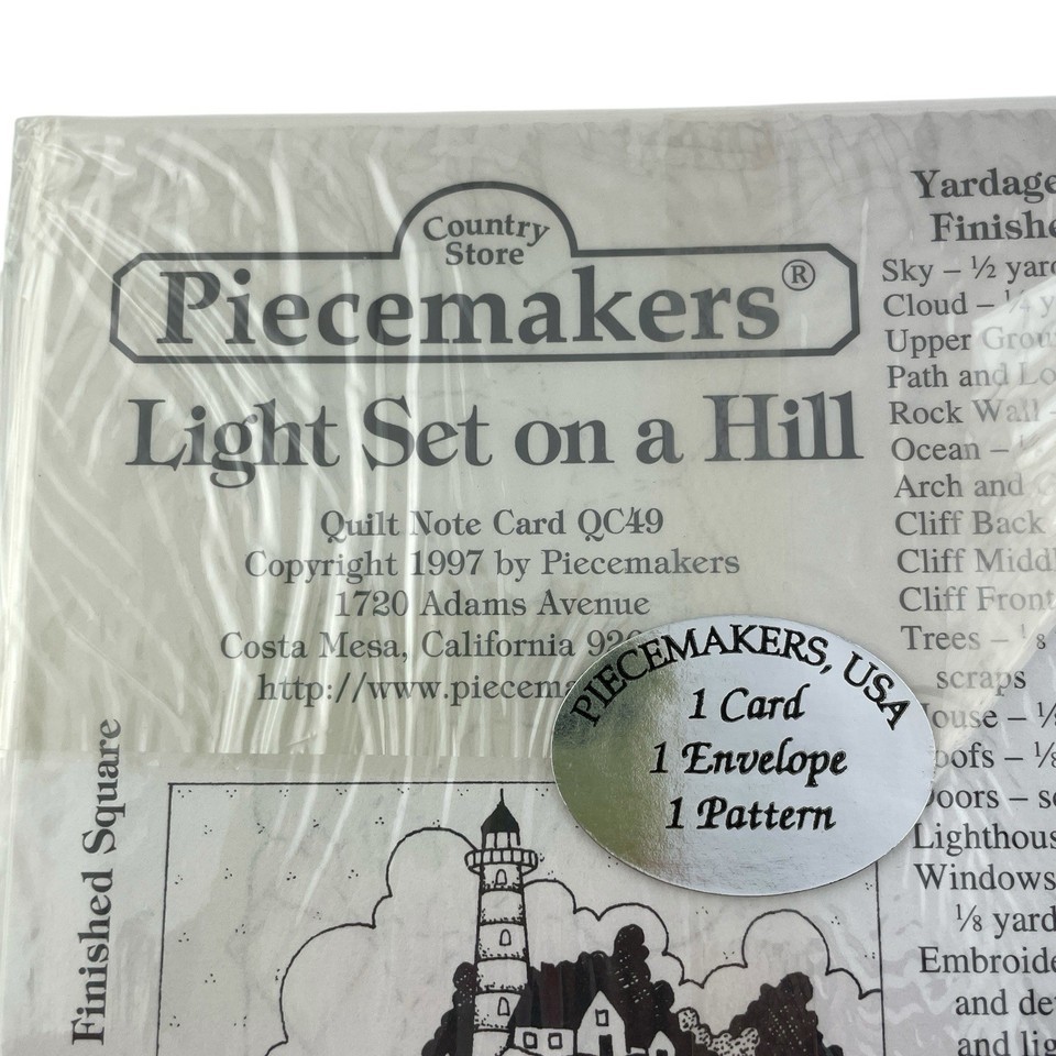 Piecemakers Quilt PATTERN Lighthouse Wall Hanging + NOTECARD Light Set on a Hill Item image 7