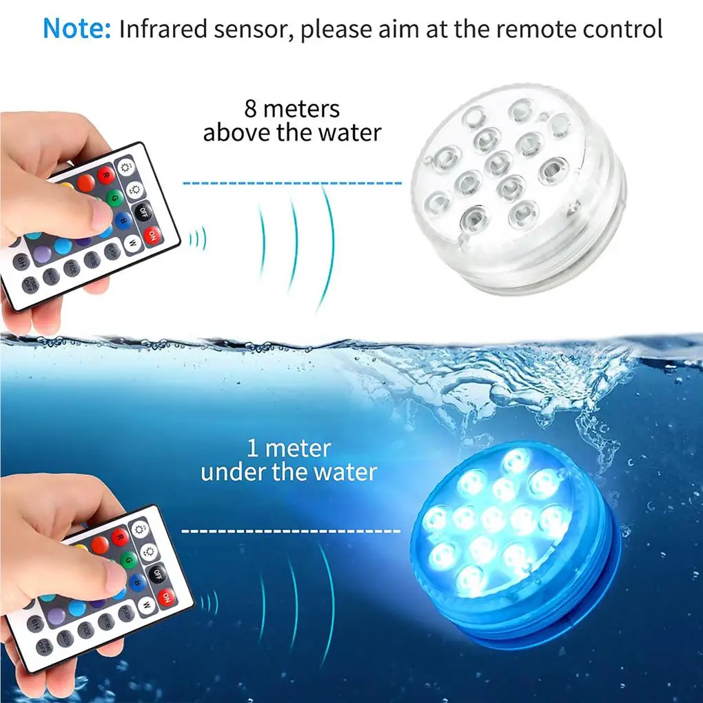 Waterproof Submersible LED Lights Night Lamps Lamp with Remote Control Lodestone - £156.33 GBP