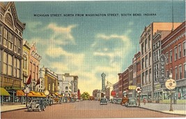 Michigan Street, South Bend, Indiana, vintage postcard - £9.58 GBP