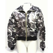 Women&#39;s Ladies Zip Up Long Sleeve Hooded Camouflage Army Biker Jacket Small - $11.85