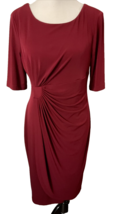 Connected Apparel Burgundy Short Sleeve Scoop Neck Knit Dress Size 12 NWT - £33.41 GBP