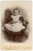 Circa 1890&#39;S Cabinet Card Adorable Little Girl Leonard C. Rudd Heaton England - £7.50 GBP