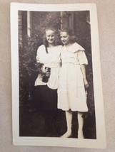 Vintage Antique Early 1900s Two Girls Lace Dresses Smiles Photo Photograph - £28.56 GBP